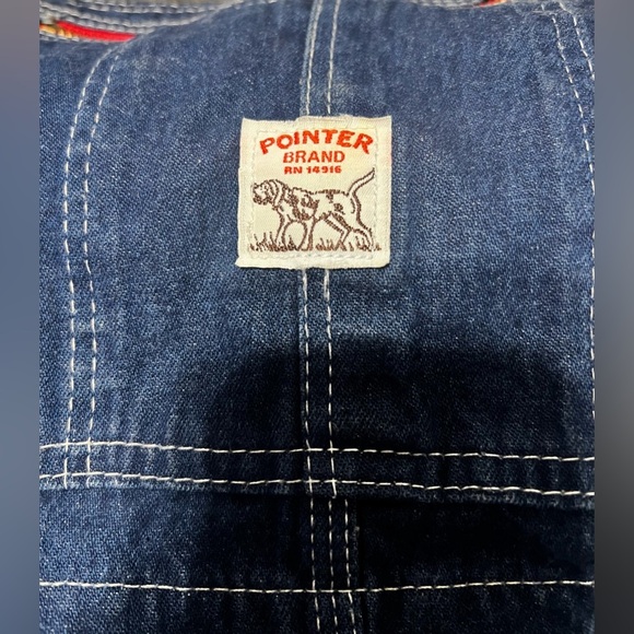 Vintage Pointer Brand High Back Bib Overalls Blue Denim USA Farm Workwear - Picture 12 of 14